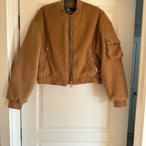 Zara Women's Brown Bomber Jacket